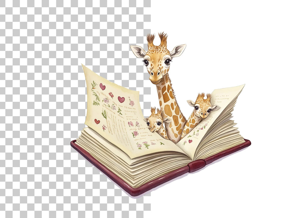 Giraffe Family Pop Up Book Clipart Bundle