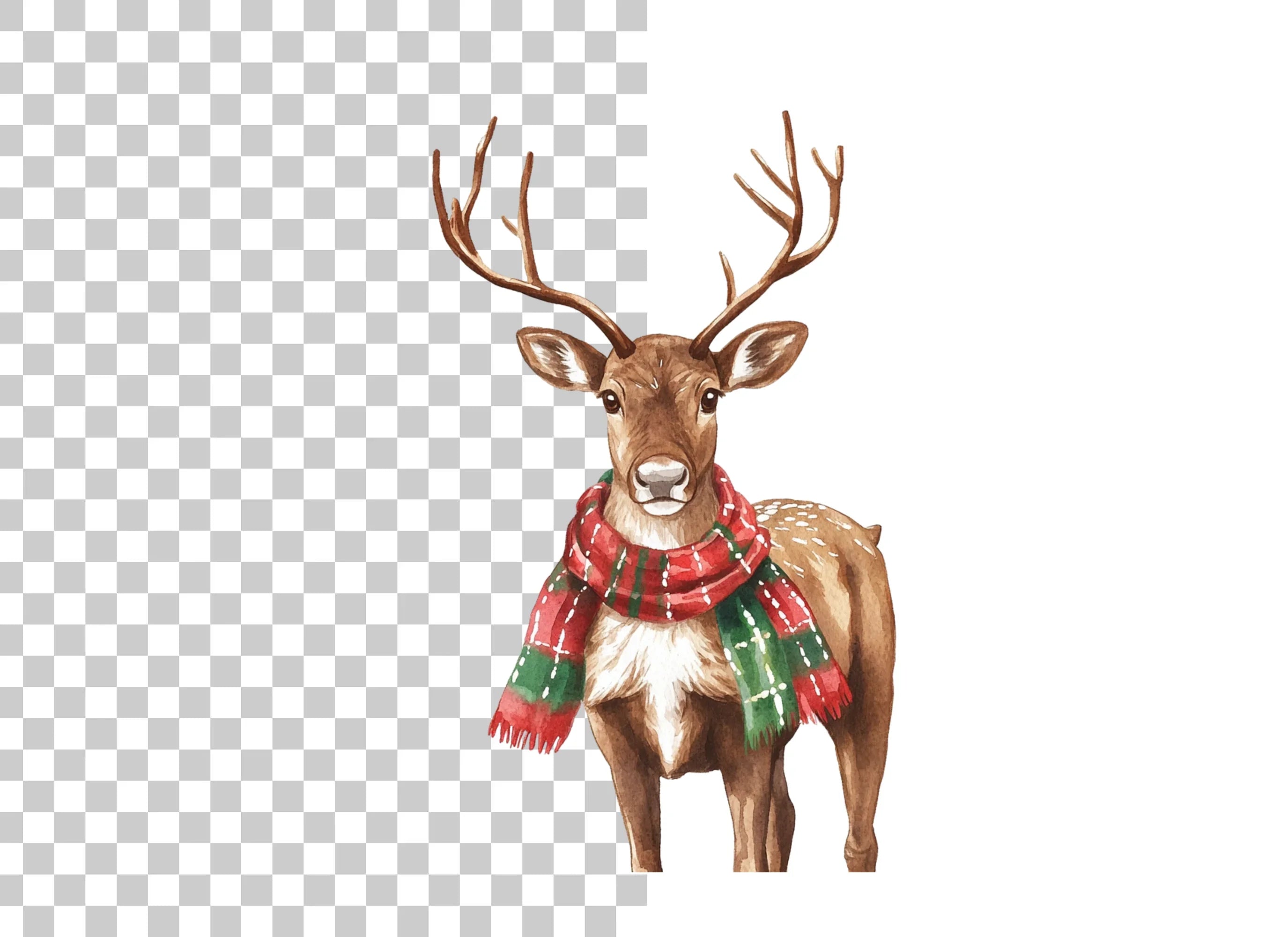 Christmas Reindeer with Scarves Clipart Bundle