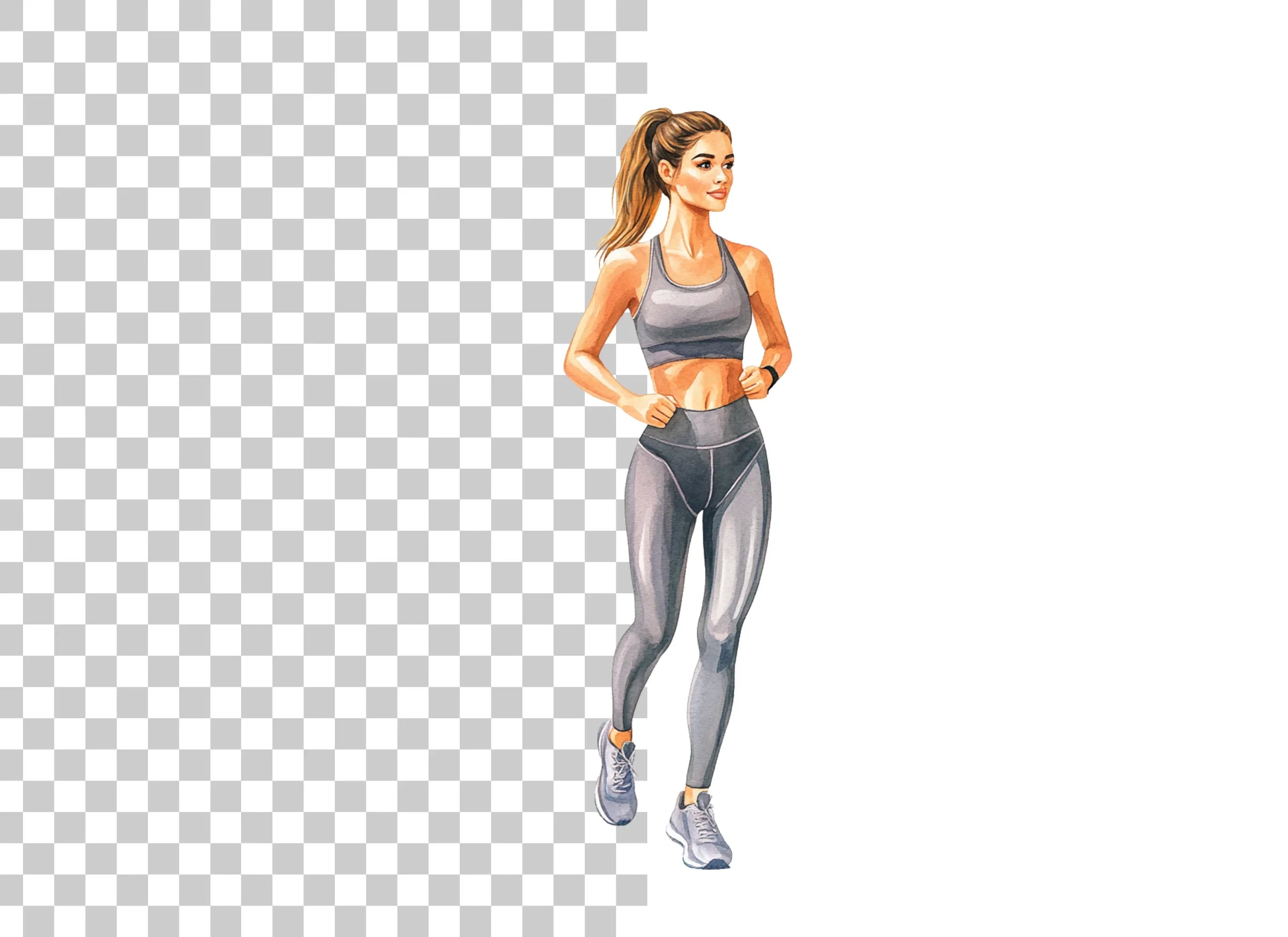 Female Runner Athletic Woman Clipart Bundle