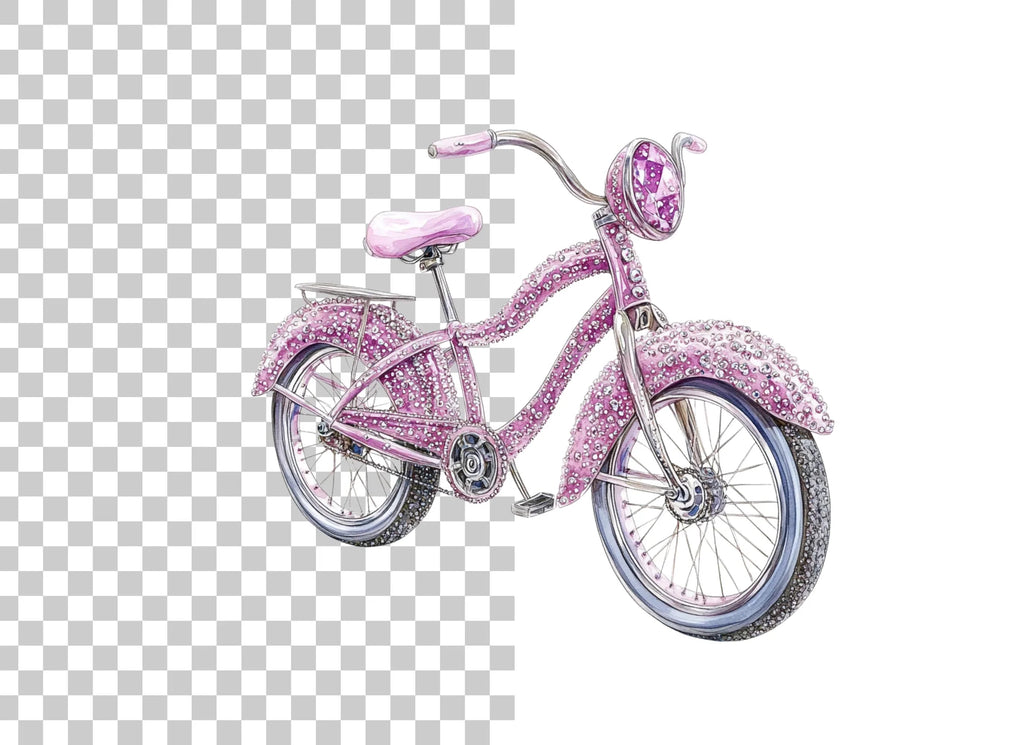 Sparkling Pink Bicycle Clipart Bundle