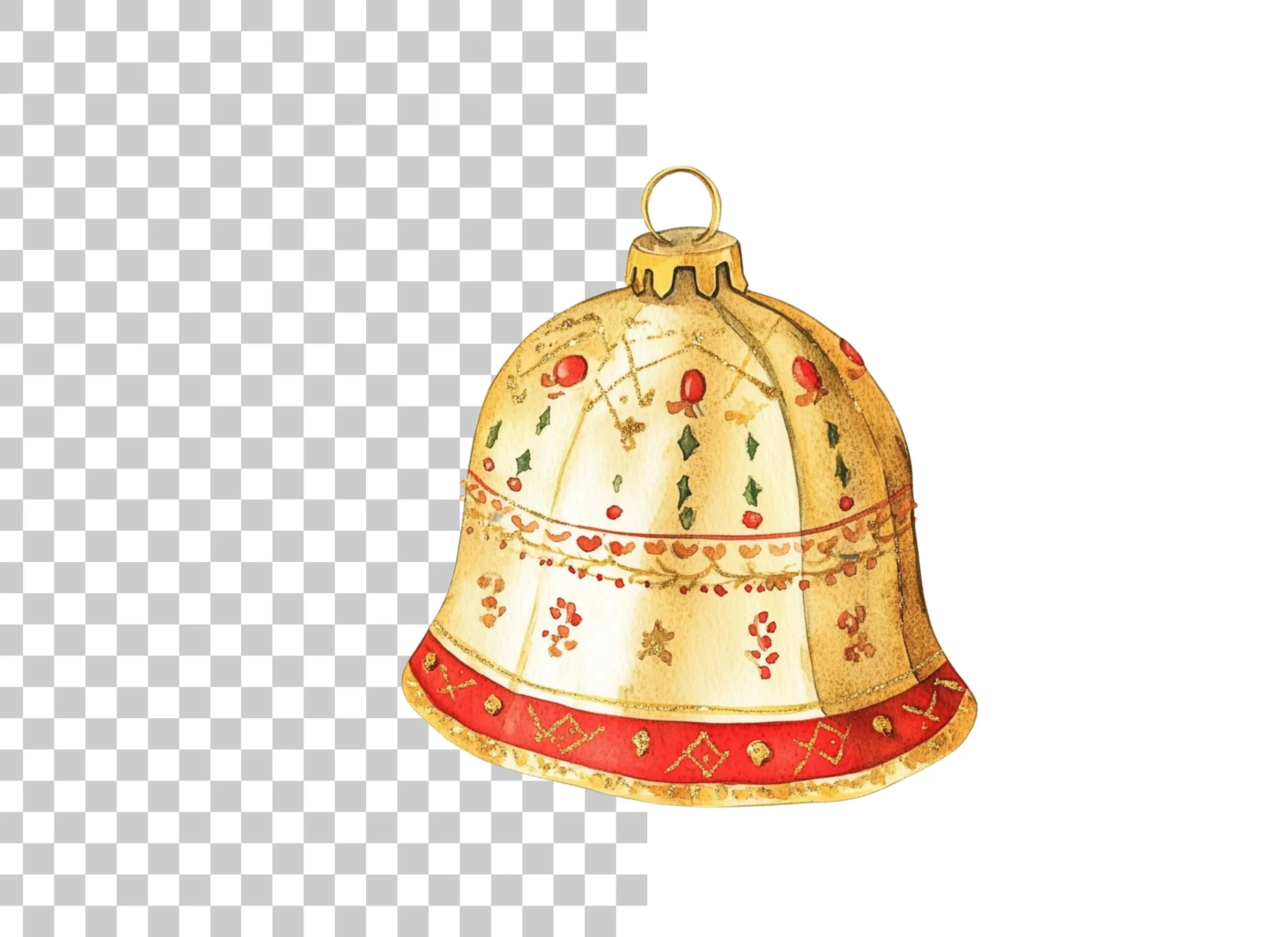 Elegant Golden Christmas Bell Clipart Bundle