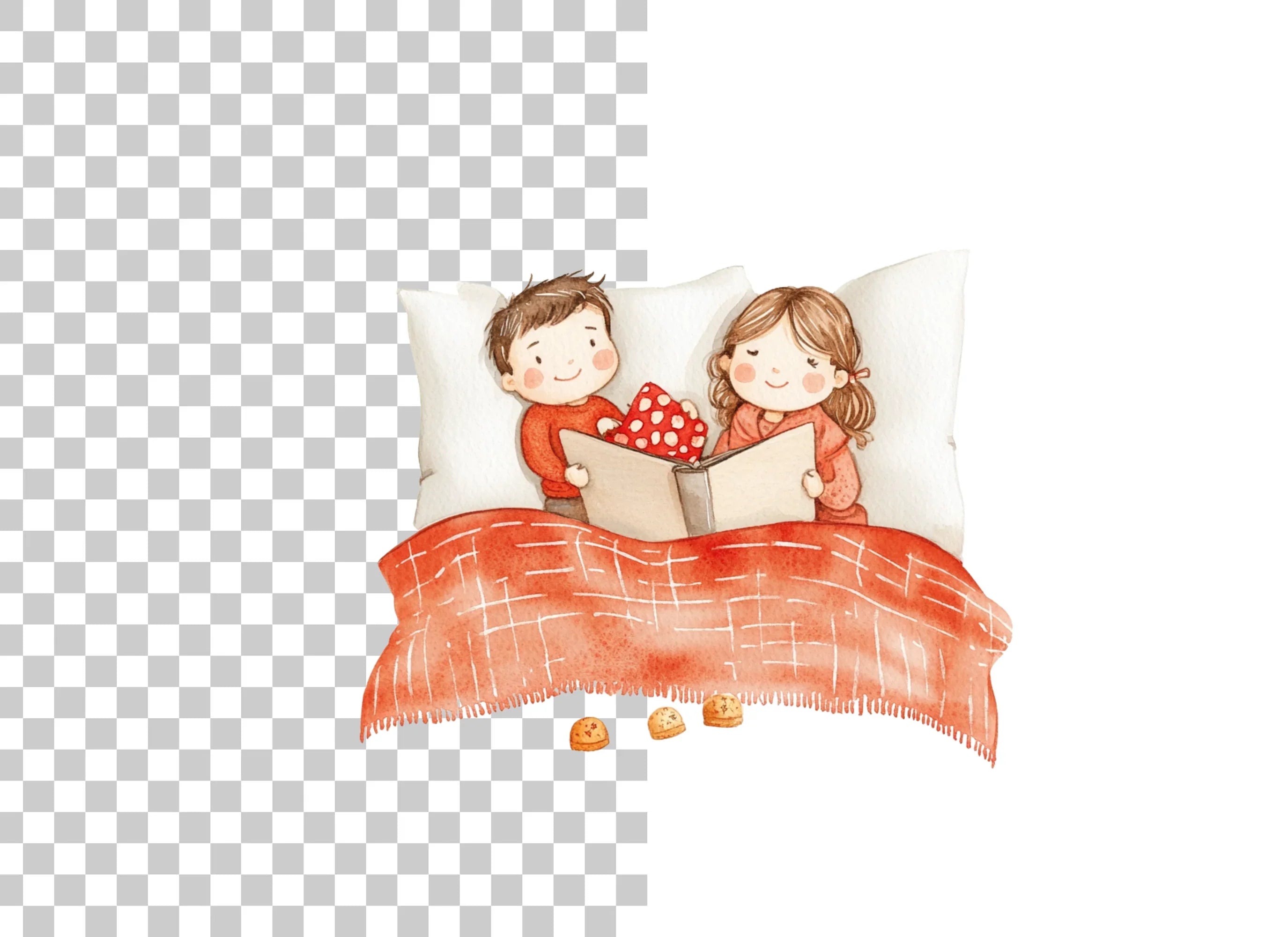 Cozy Couple Reading in Bed Clipart Bundle
