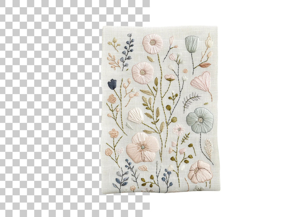 Elegant Embroidered Floral Clipart Bundle