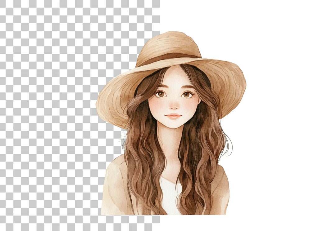 Girl With Sun Hat Clipart Bundle