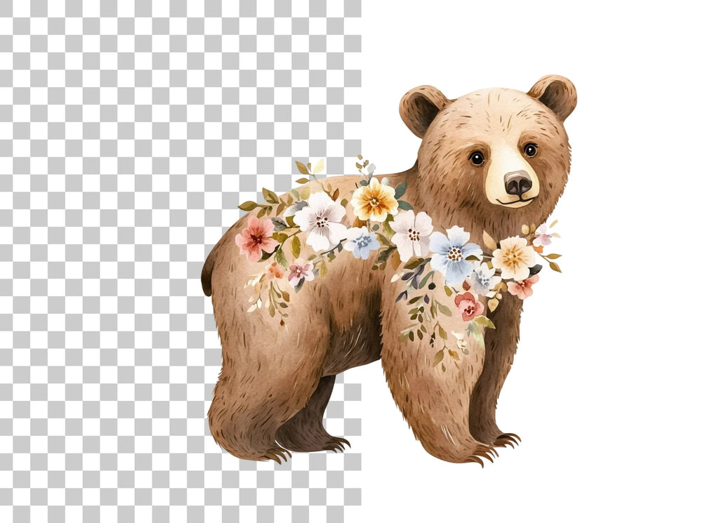 Floral Bear Clipart Bundle