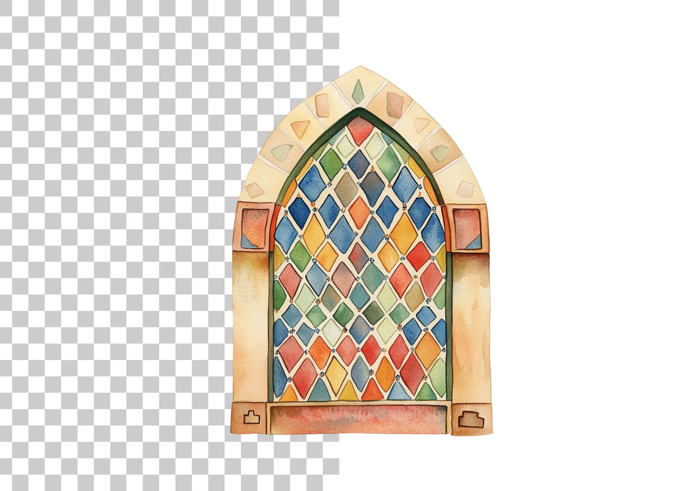 Gothic Stained Glass Window Clipart Bundle
