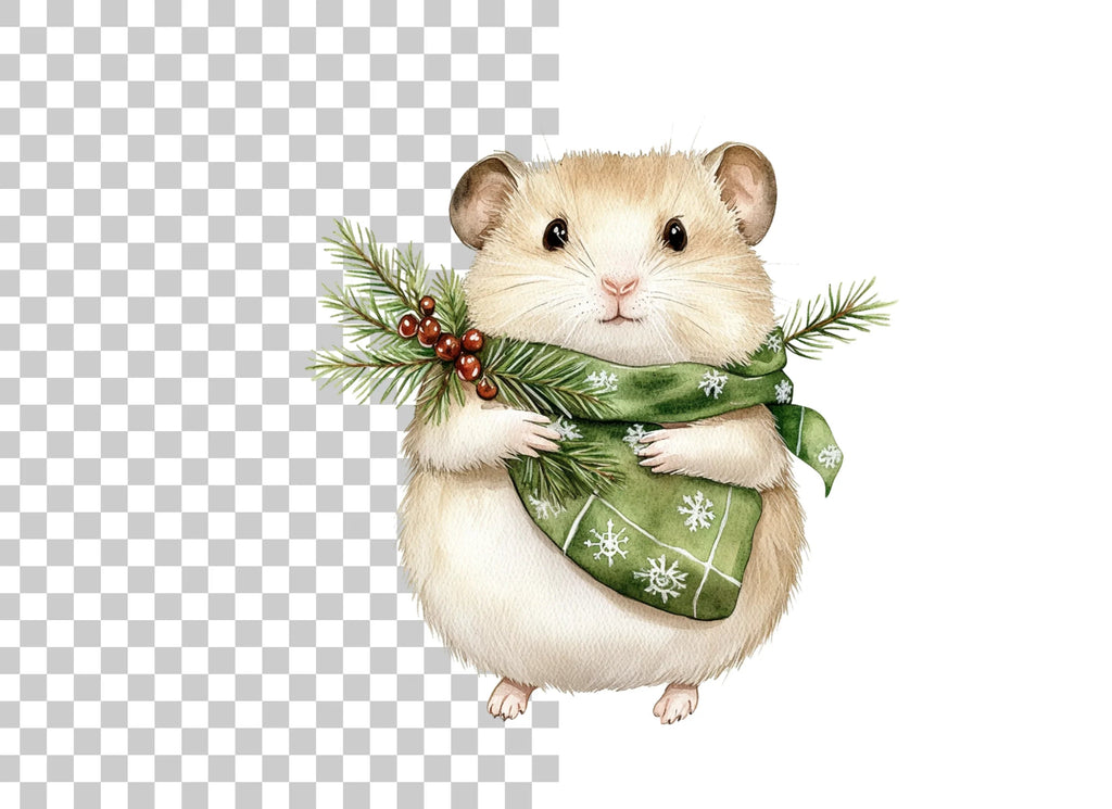 Festive Hamster Christmas Clipart Bundle