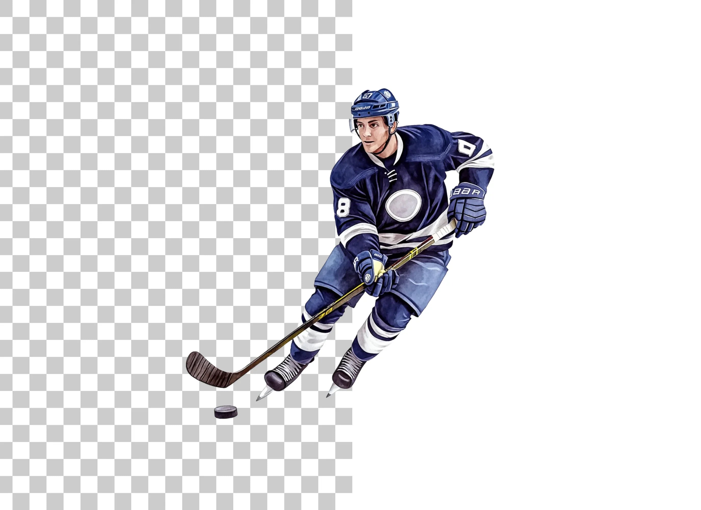 Dynamic Blue Hockey Players Clipart Bundle