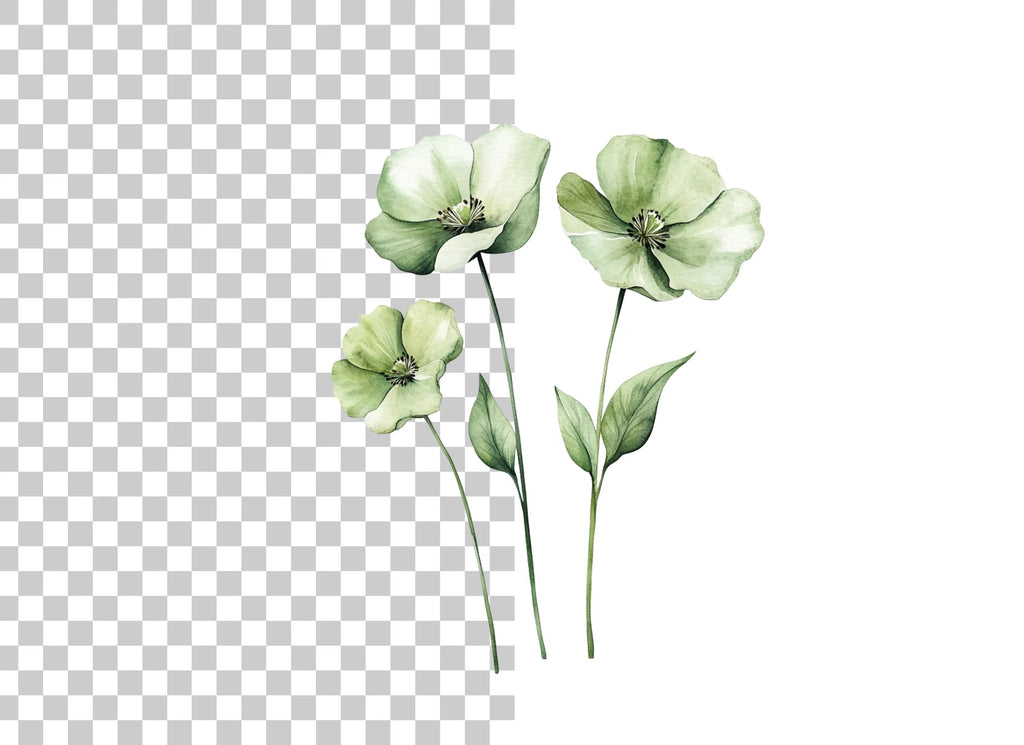 Green Floral Clipart Bundle