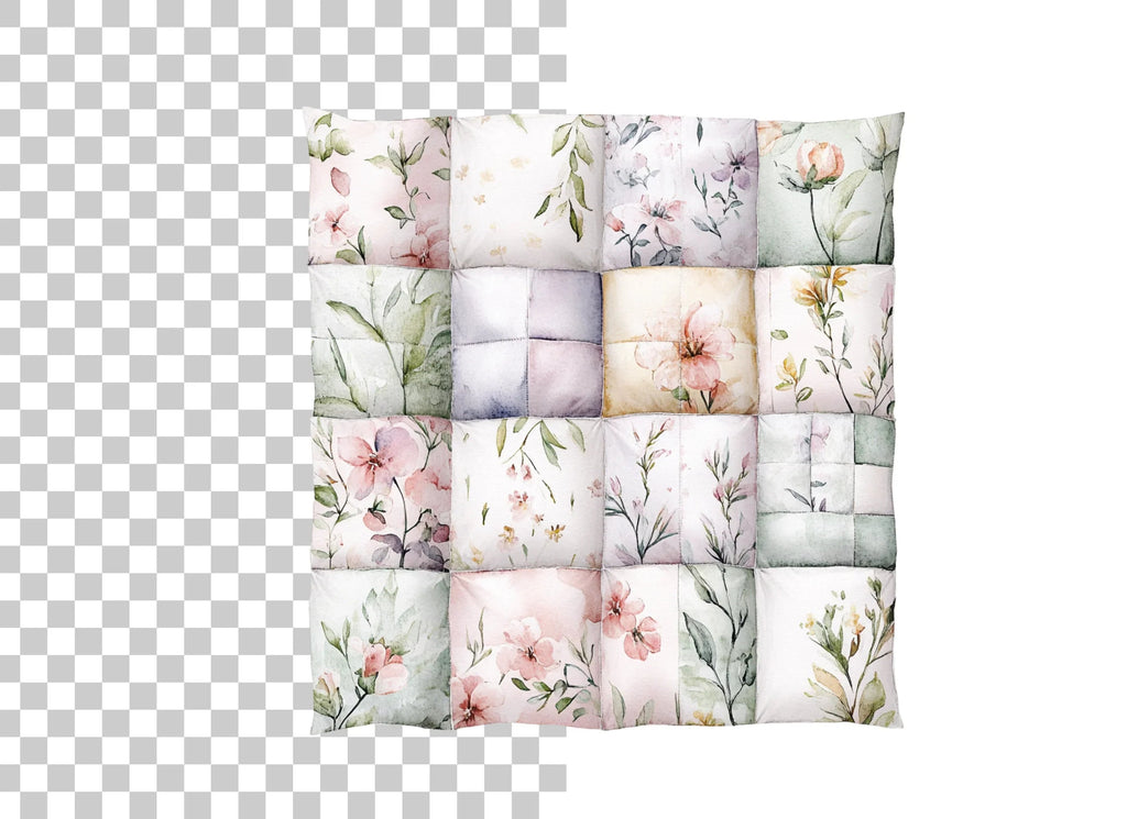 Seamless Floral Quilt Pattern Clipart Bundle