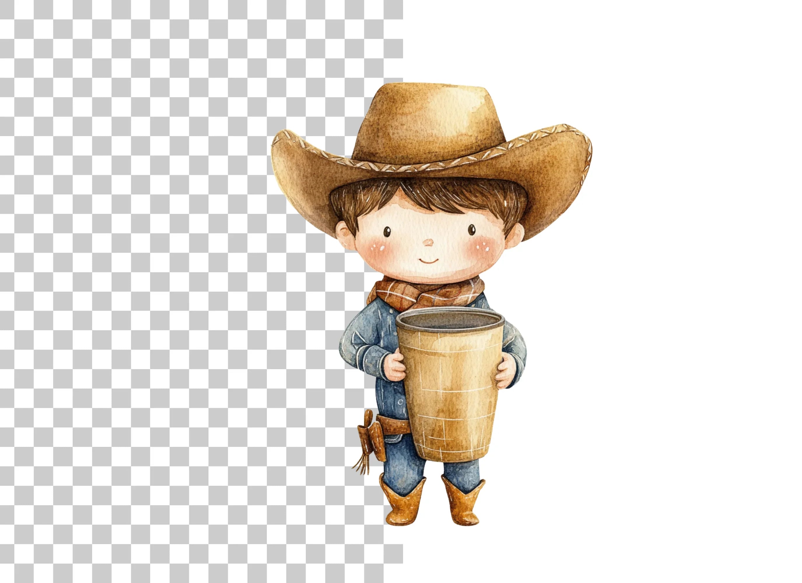 Cute Cowboy Kids Clipart Bundle