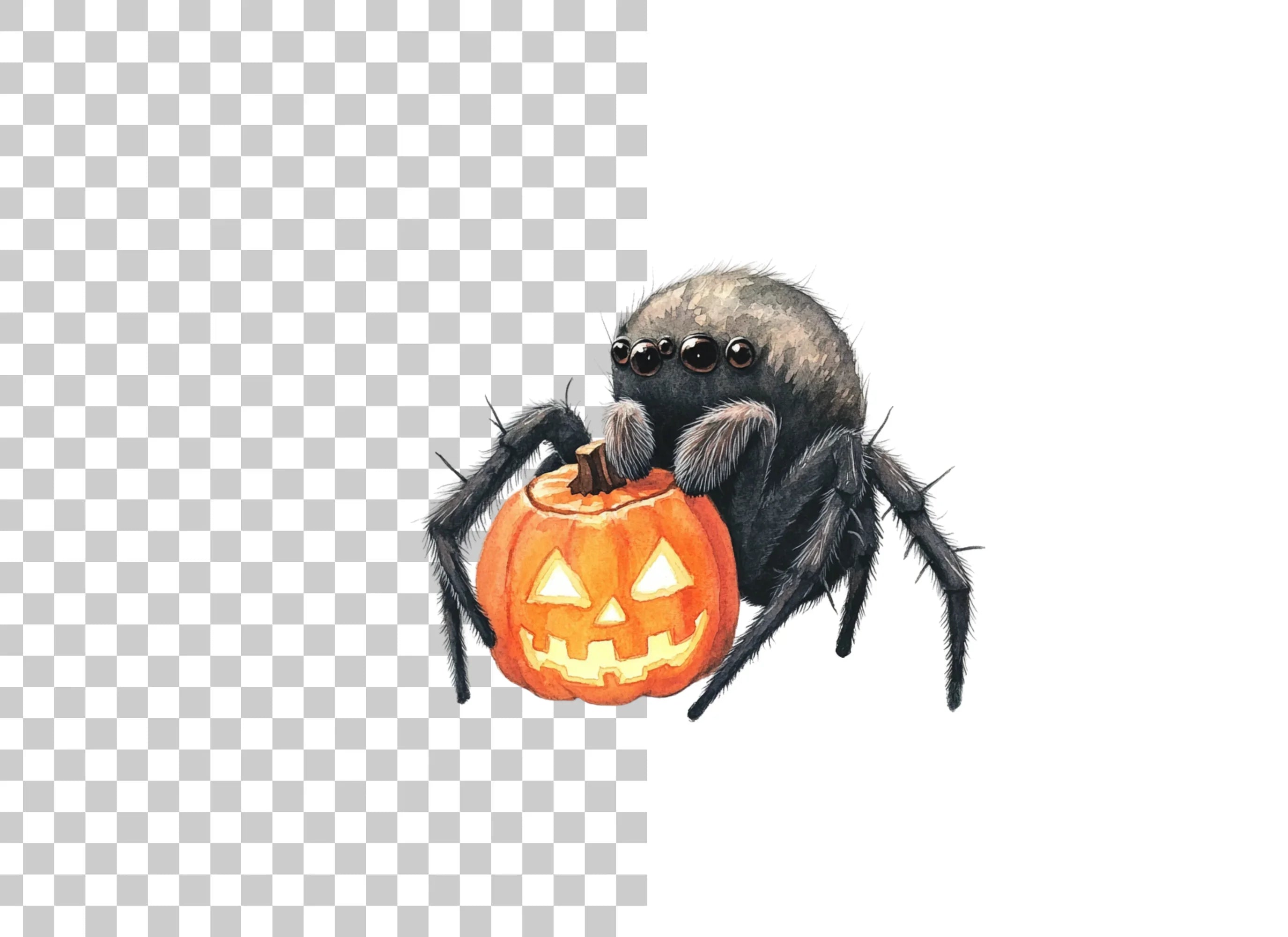 Cute Halloween Spider Pumpkin Clipart Bundle