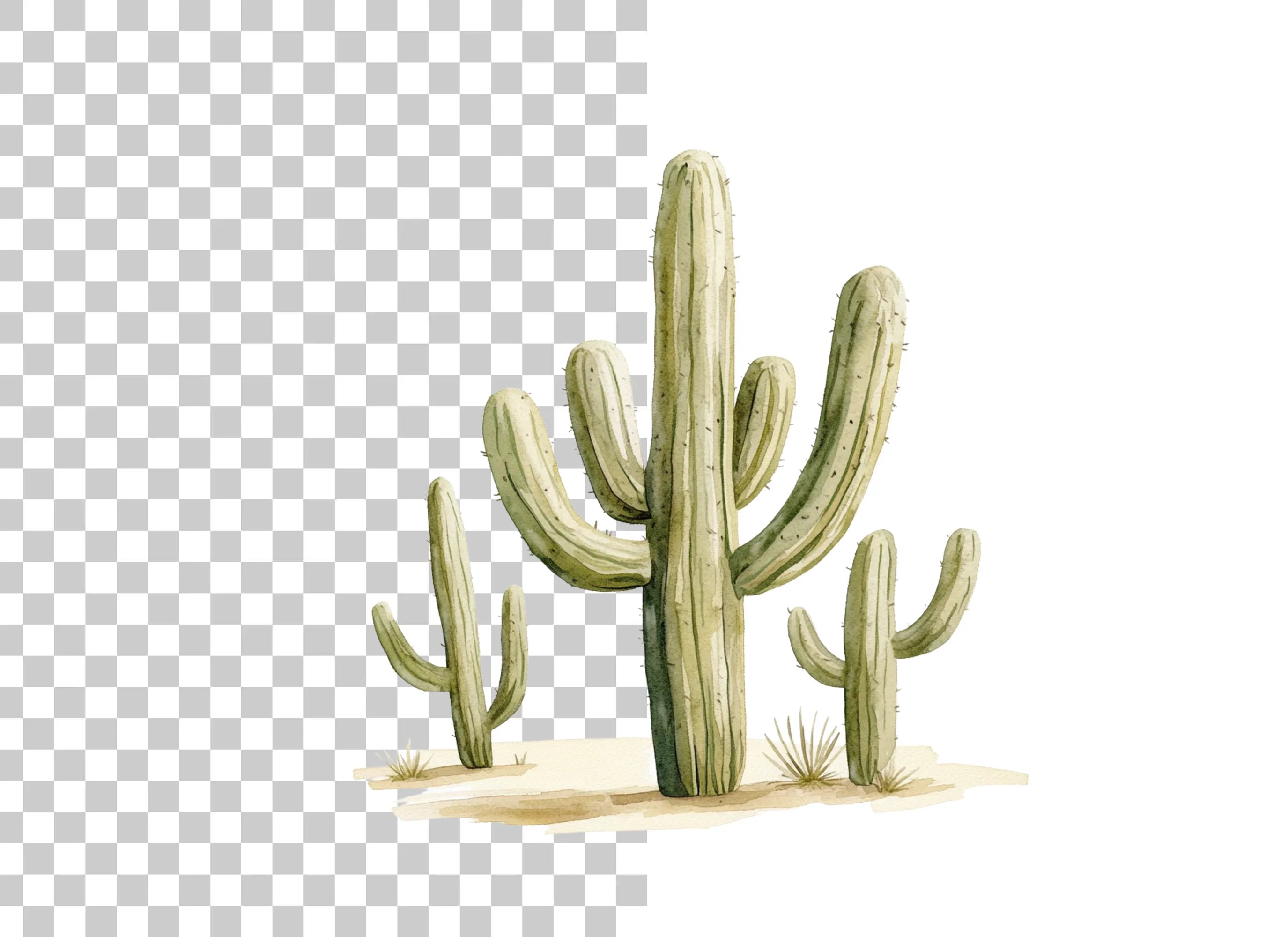 Tall Saguaro Cactus Clipart Bundle