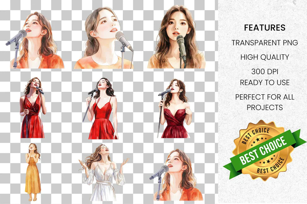 Singing Women Clipart Bundle