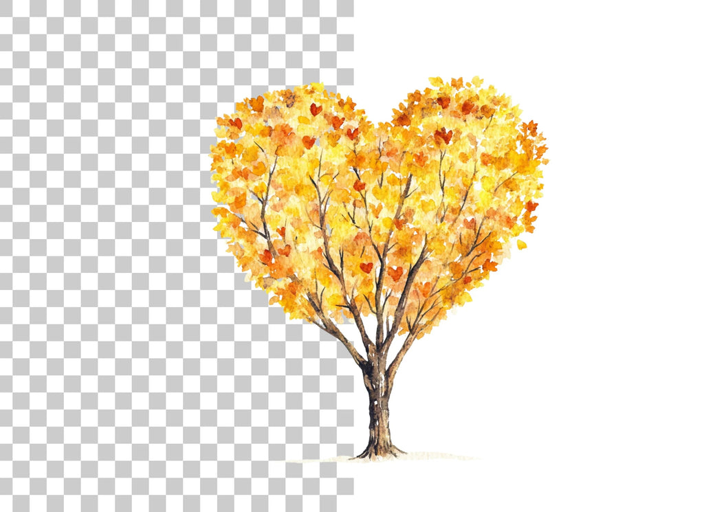 Heart Shaped Autumn Trees Clipart Bundle