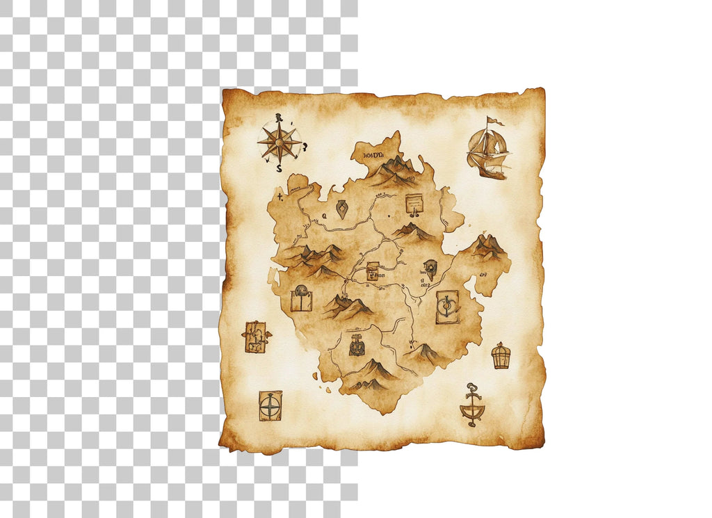 Fantasy Island Treasure Map Clipart Bundle