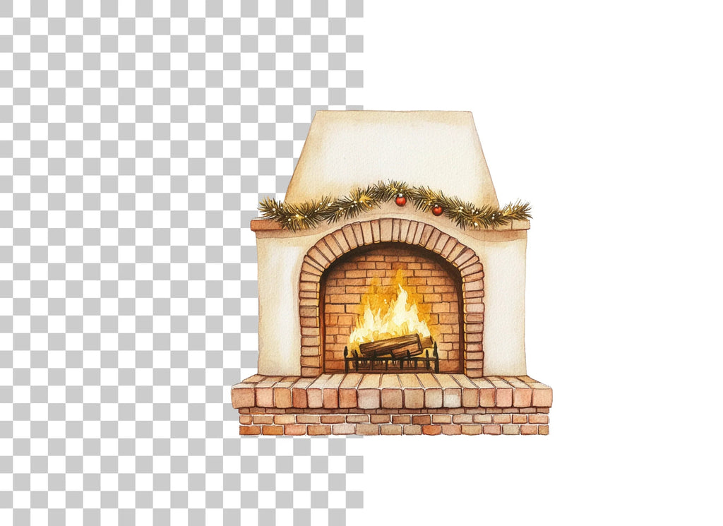 Cozy Christmas Fireplace Clipart Bundle
