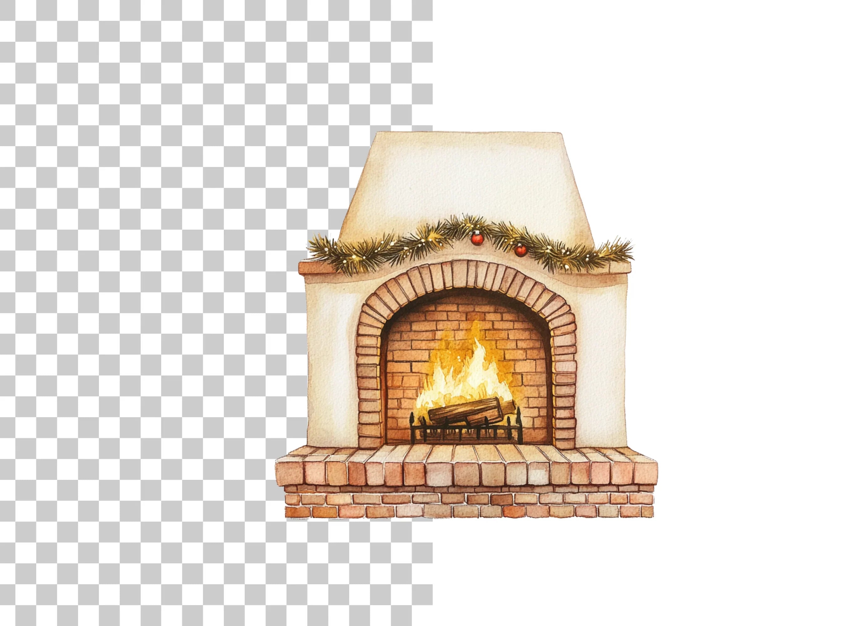 Cozy Christmas Fireplace Clipart Bundle