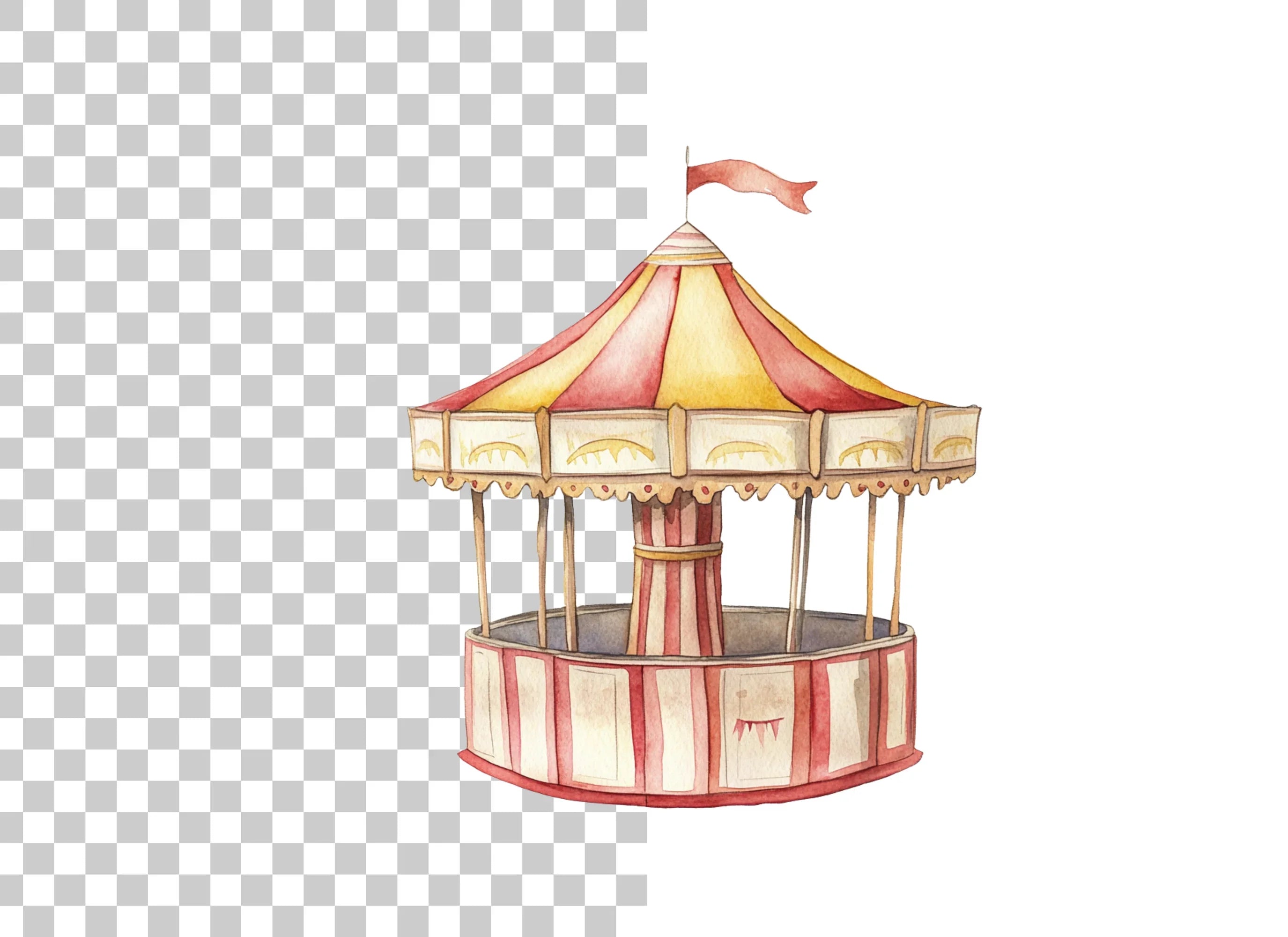 Whimsical Carnival Merry Go Round Clipart Bundle