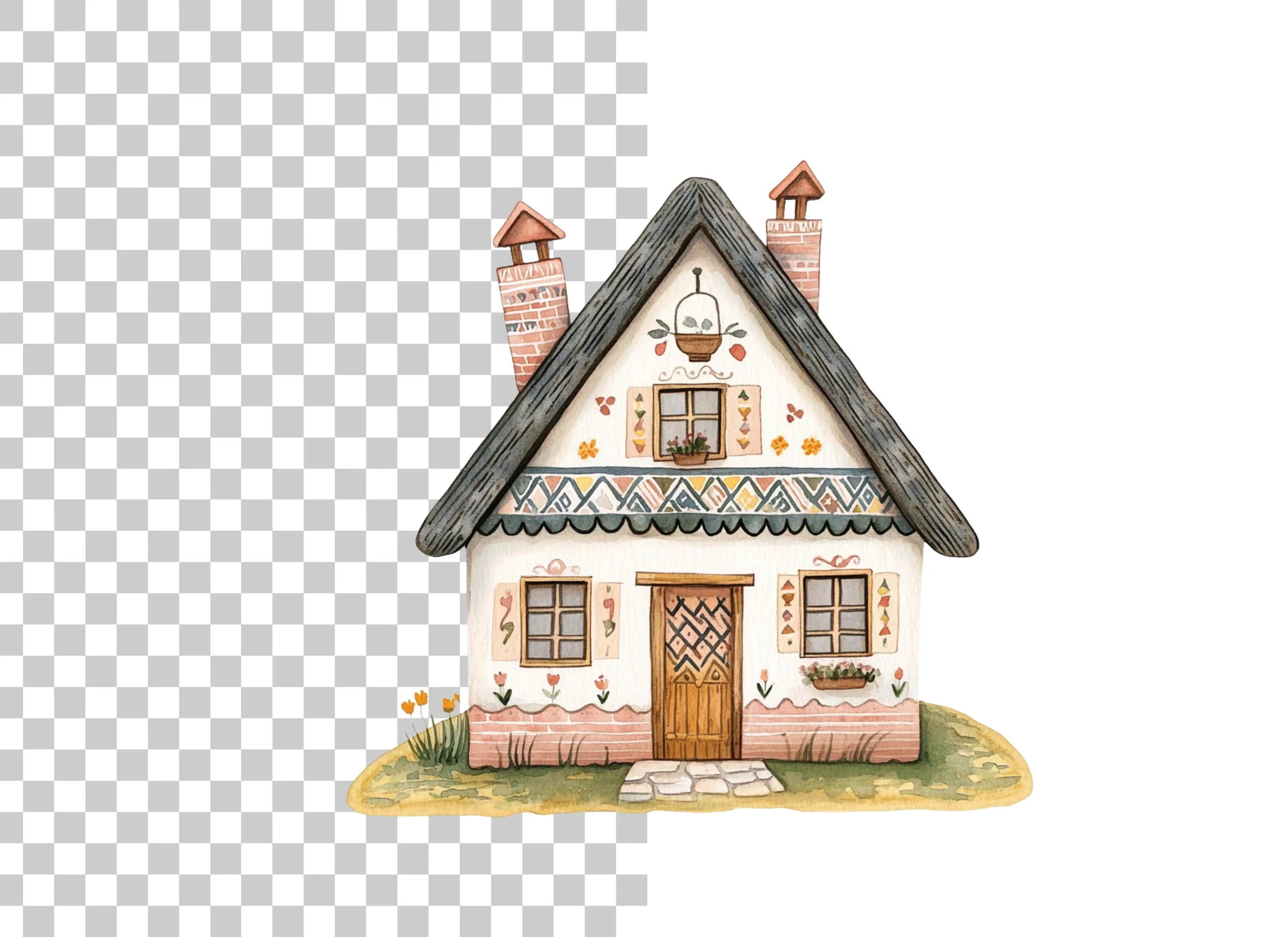 Charming Folk House Clipart Bundle