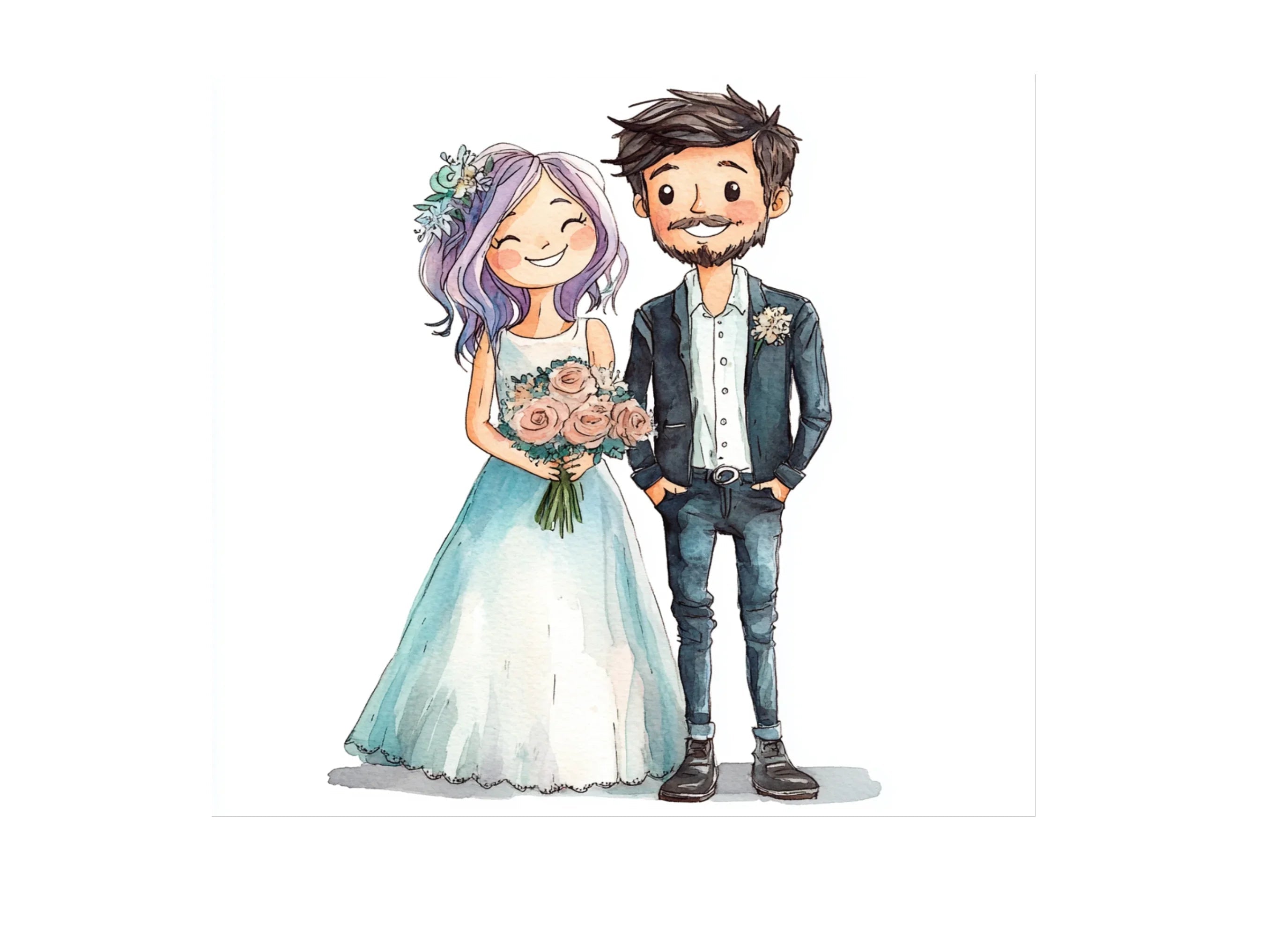 Diverse Wedding Couple Clipart Bundle