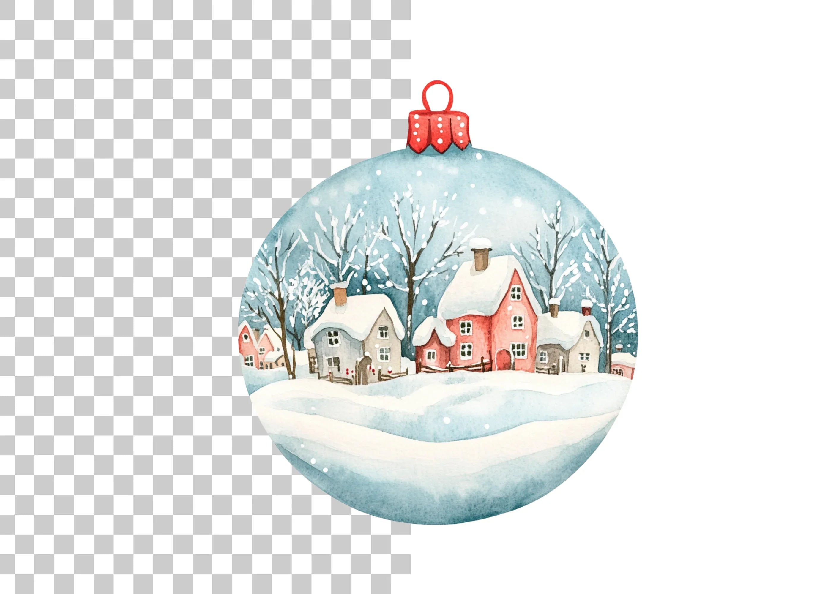 Winter Village Christmas Ornament Clipart Bundle