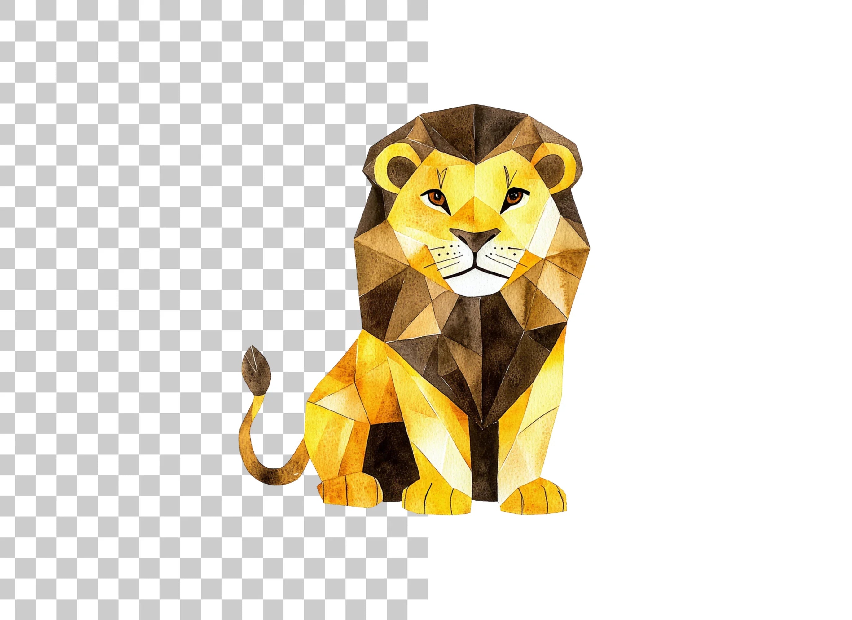 Geometric Lion Illustration Clipart Bundle