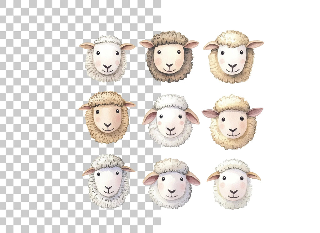 Sheep Faces Clipart Bundle