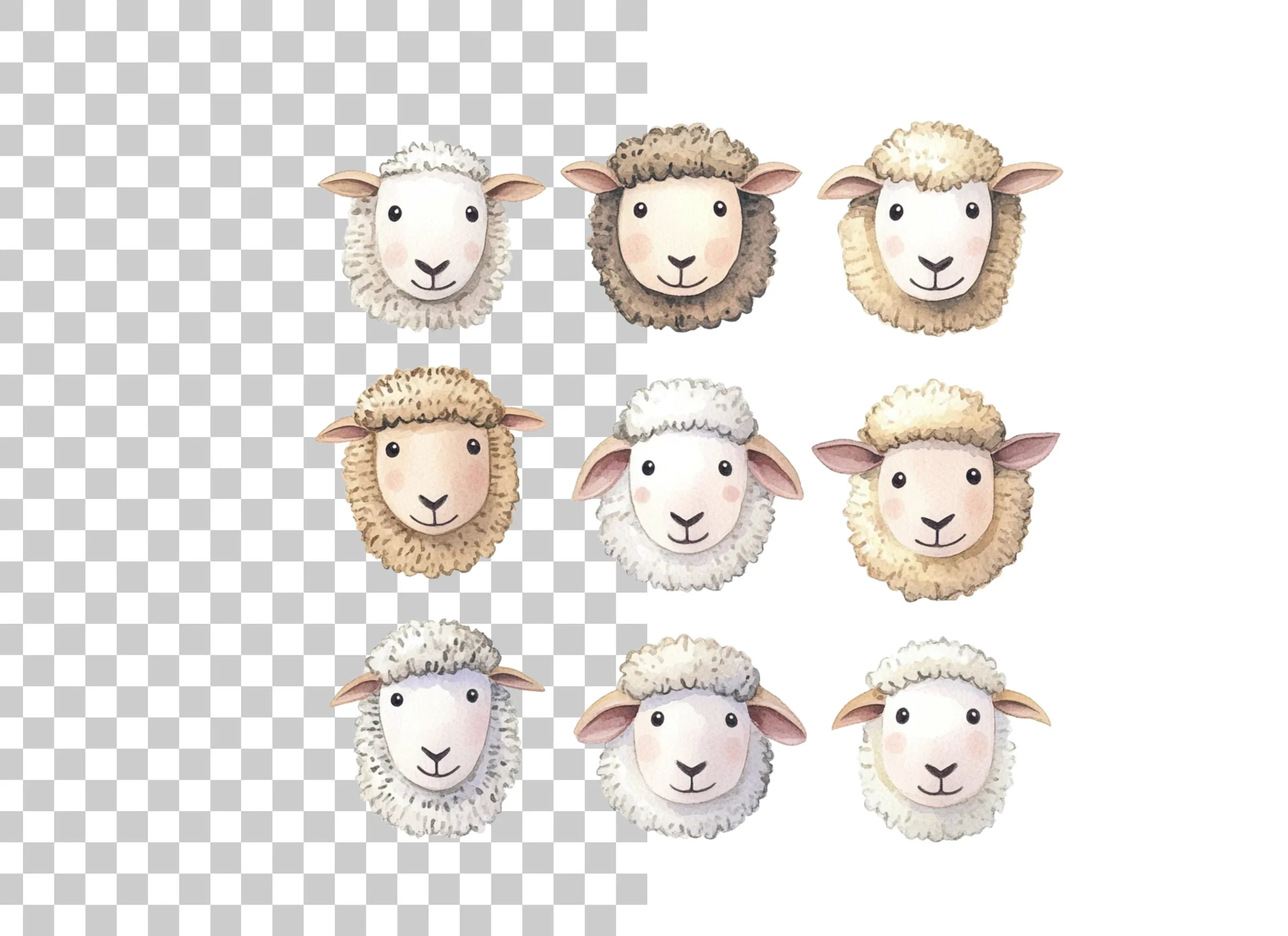 Sheep Faces Clipart Bundle