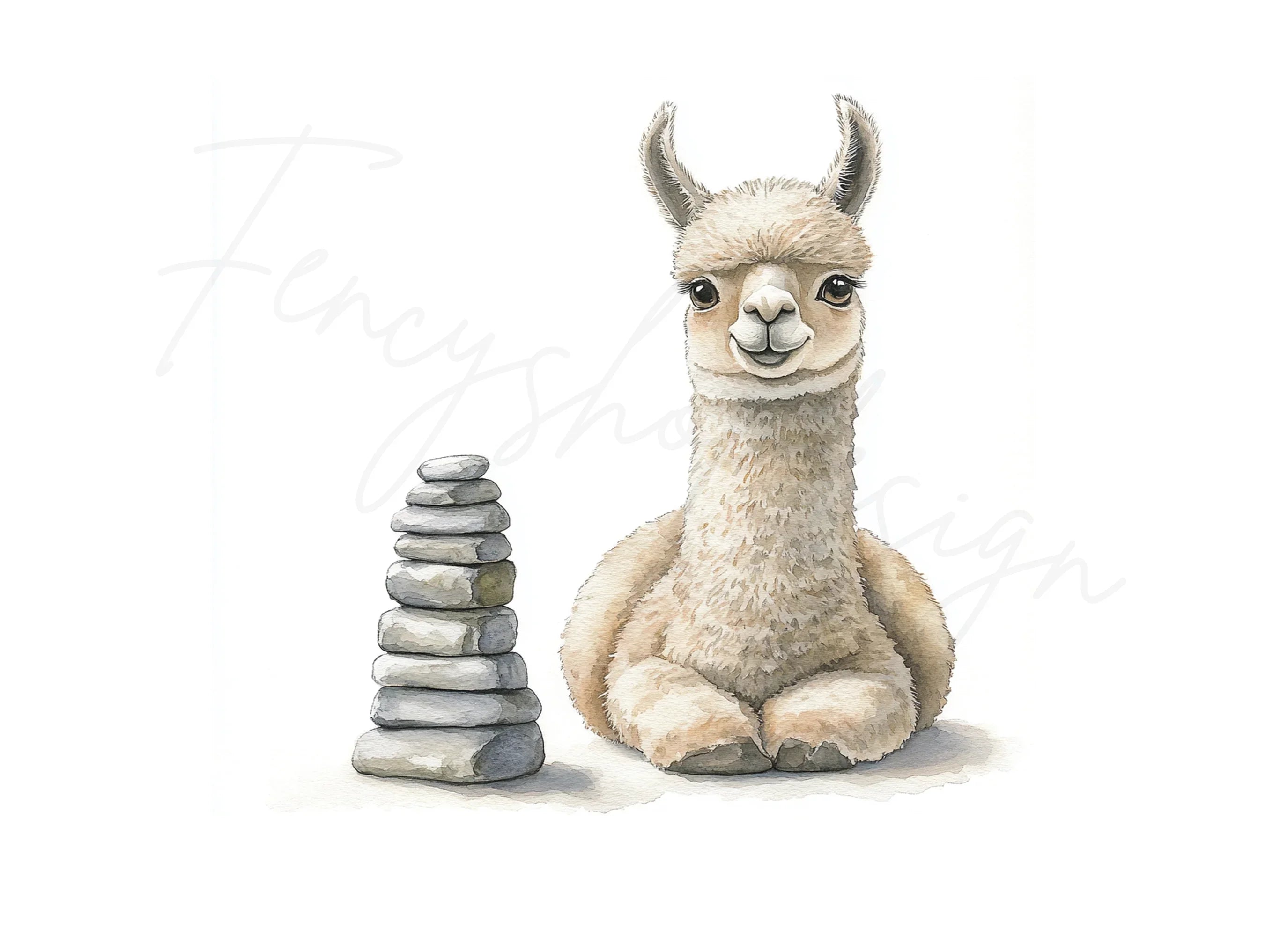 Cute Llama and Stone Cairn Clipart Bundle