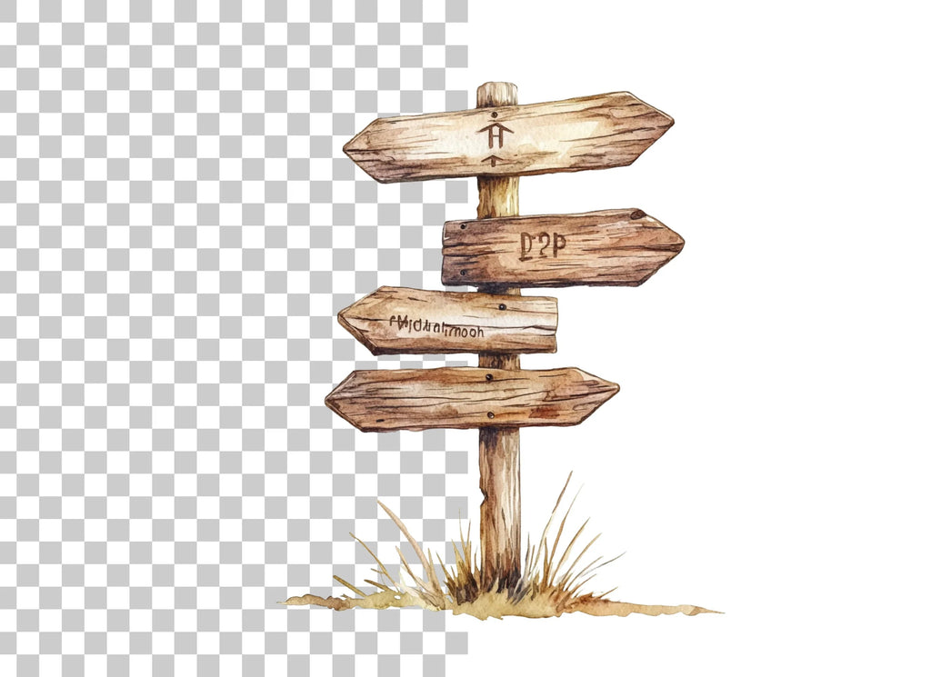 Rustic Wooden Signpost Clipart Bundle