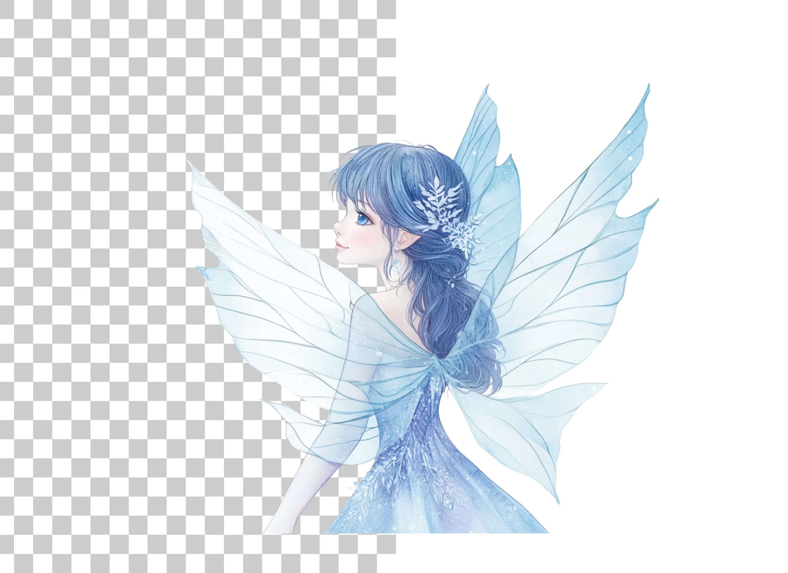 Winter Fairy Blue Dress Clipart Bundle