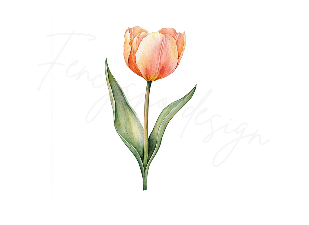 Orange Tulip Flower Clipart Bundle