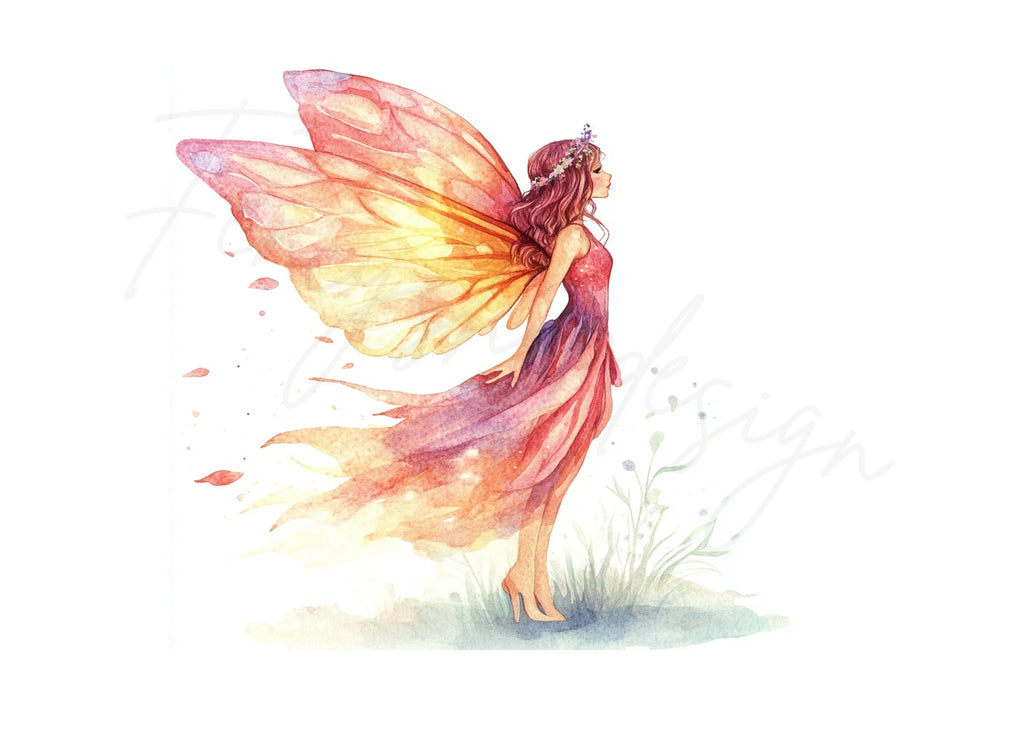 Elegant Red Fairy Clipart Bundle