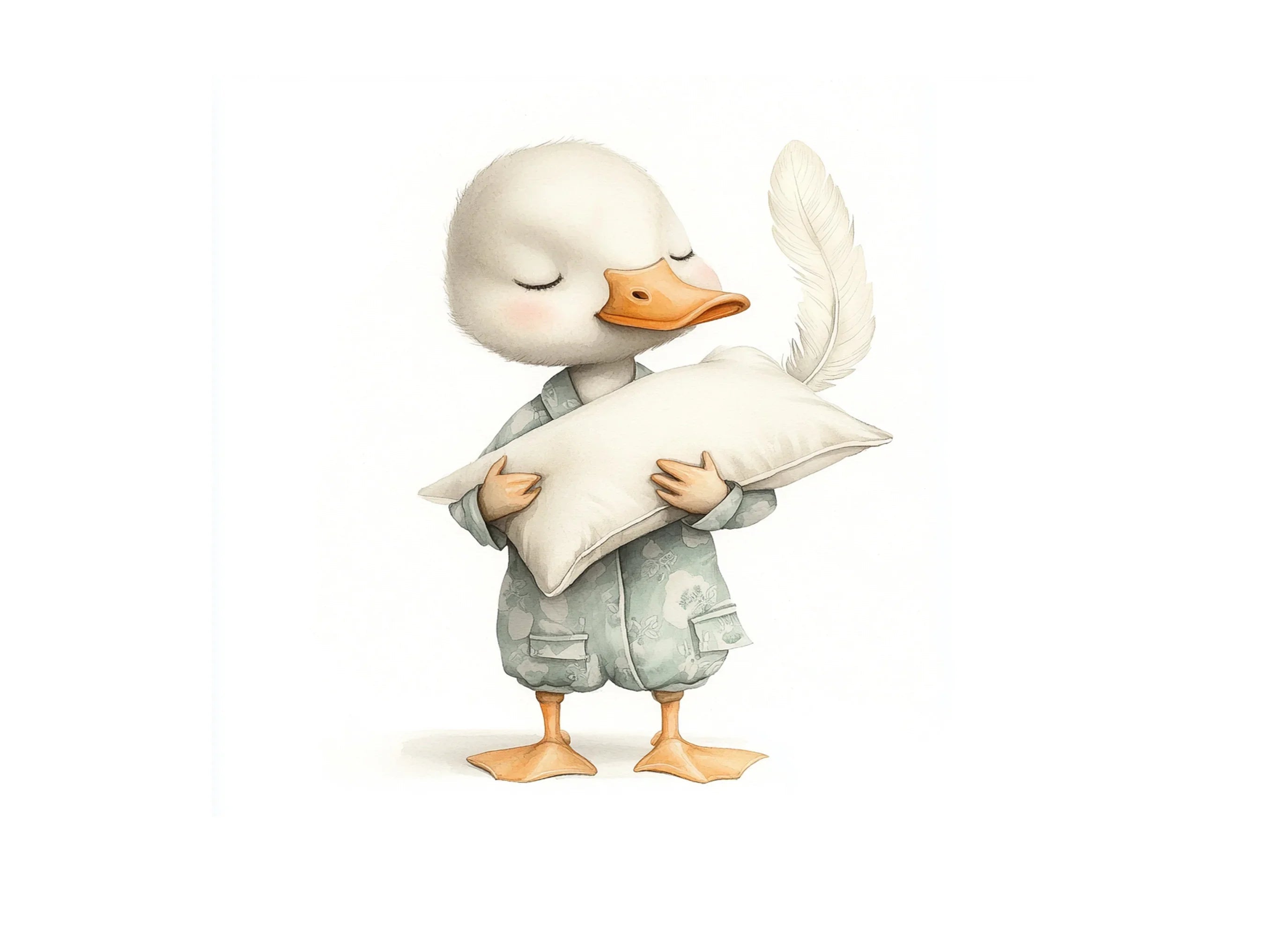 Sleeping Duckling with Pillow Clipart Bundle