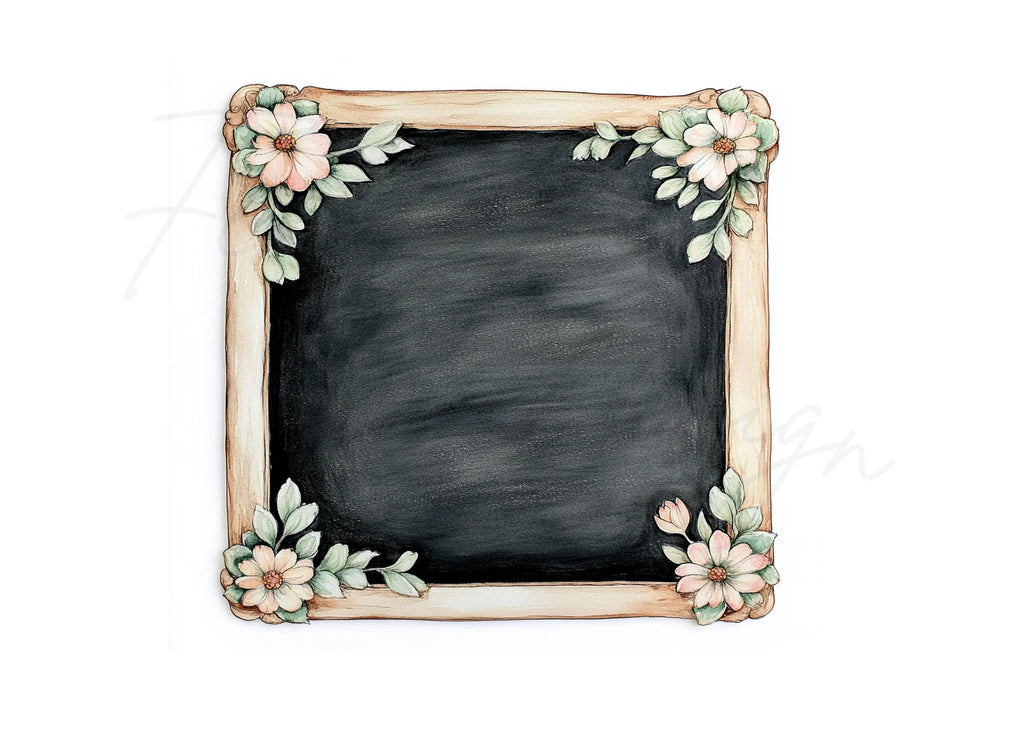Floral Chalkboard Frame Clipart Bundle