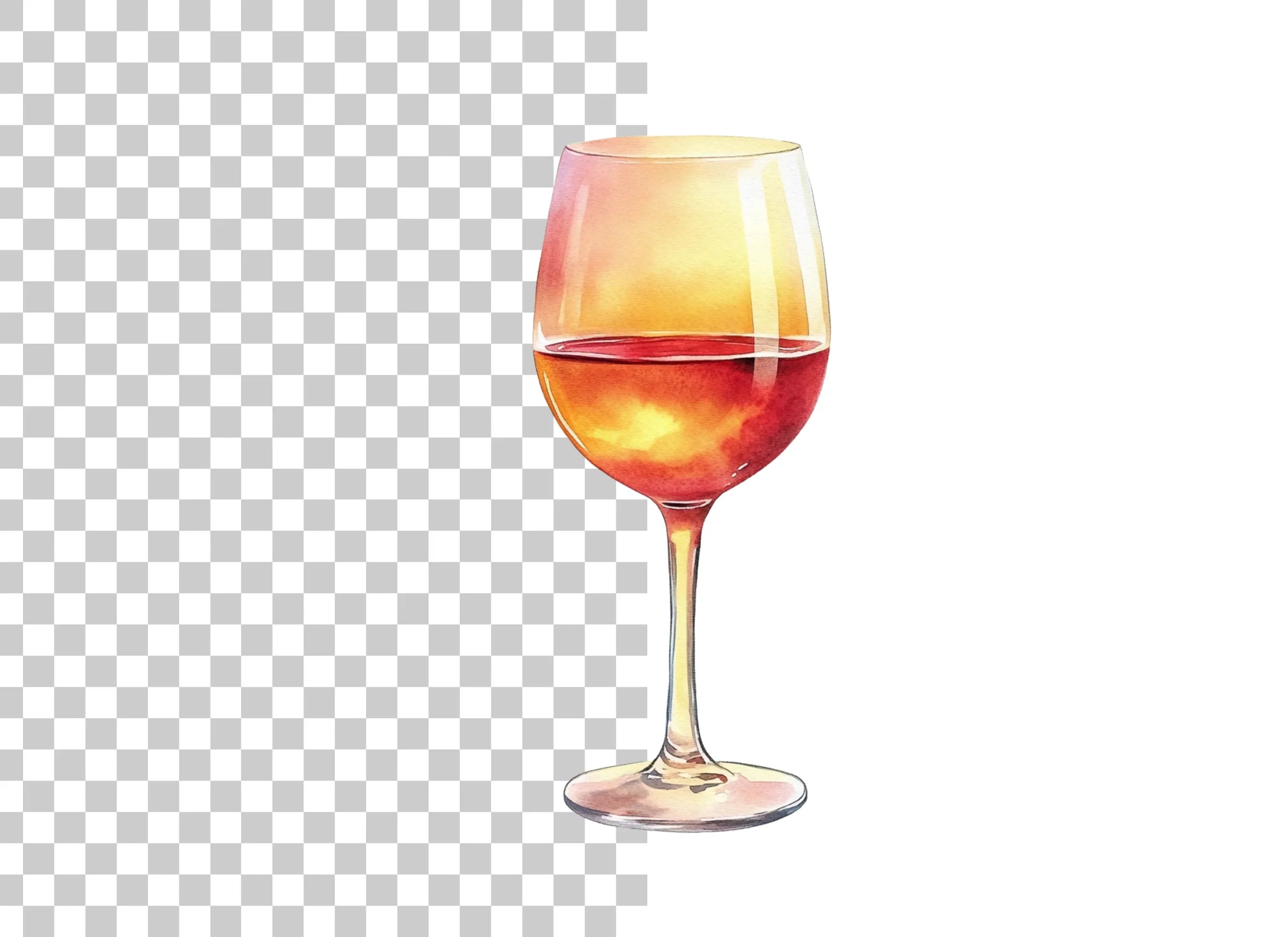 Sunset Reflection Wine Glass Clipart Bundle