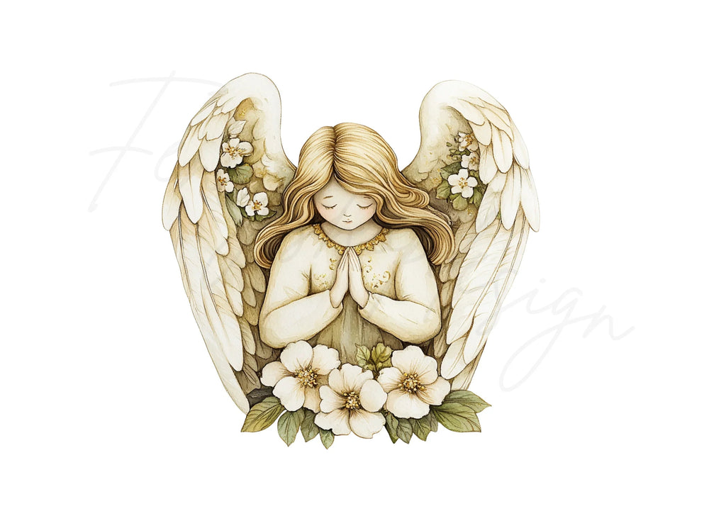 Sleeping Angel with Flowers Clipart Bundle