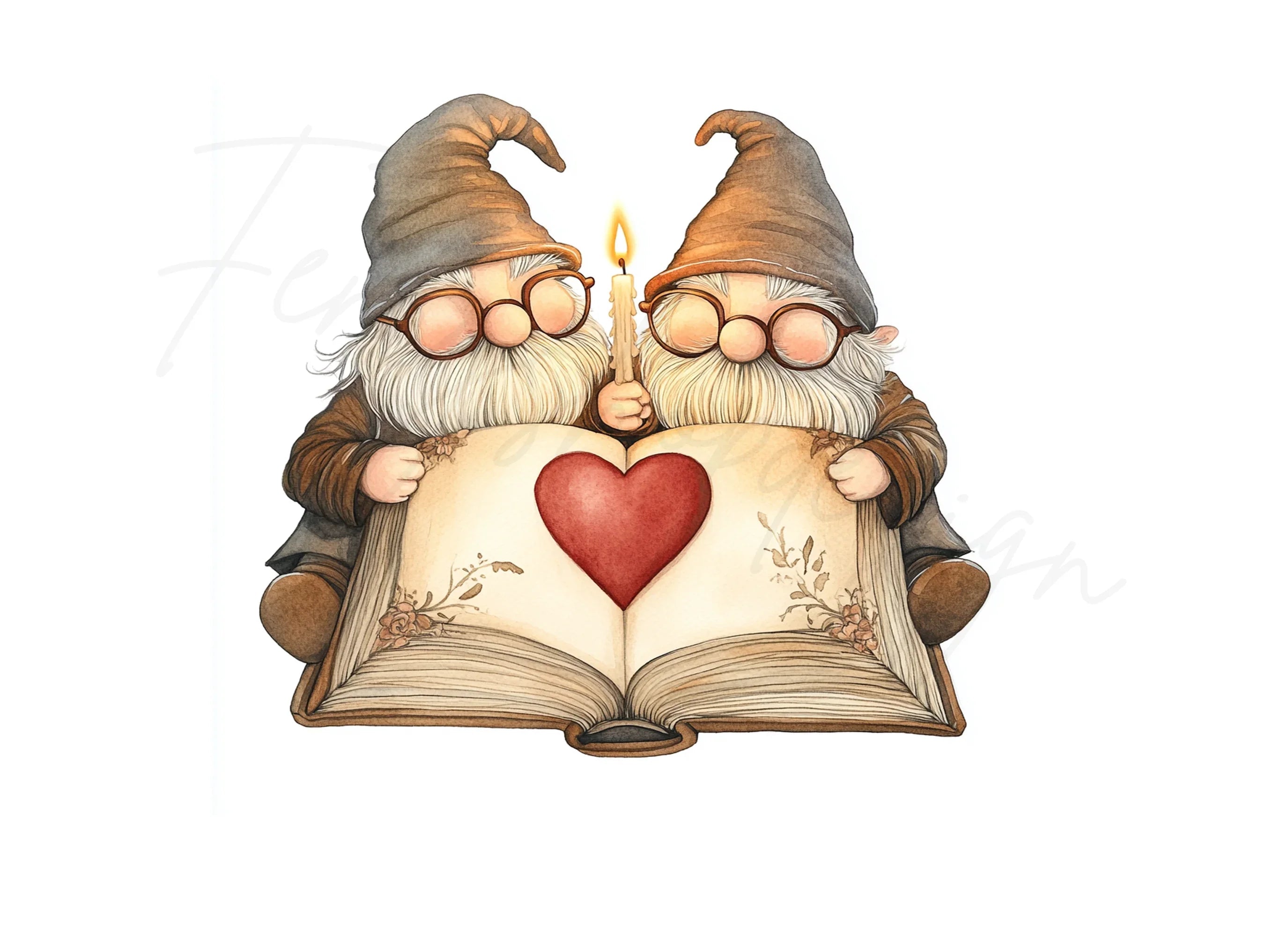 Gnome Couple Love Story Clipart Bundle
