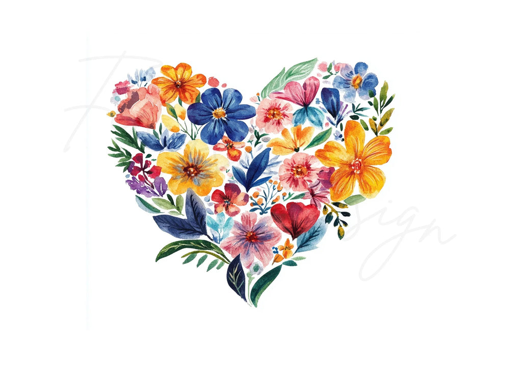 Floral Heart Clipart Bundle