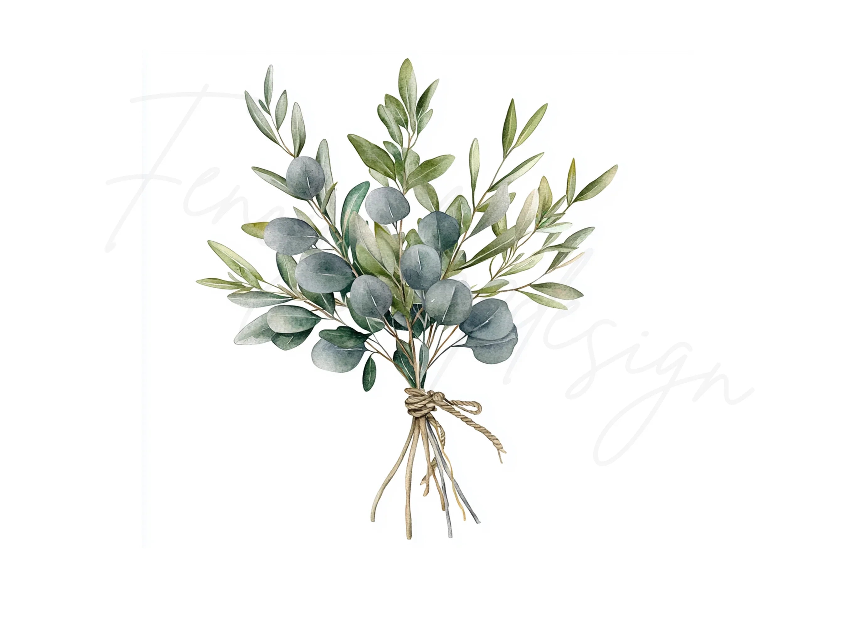 Eucalyptus Olive Bouquets Clipart Bundle