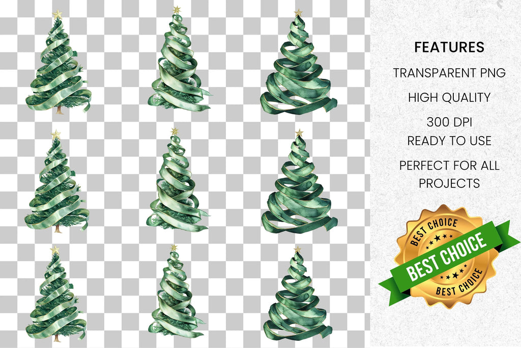 Holiday Evergreen Tree Clipart Bundle