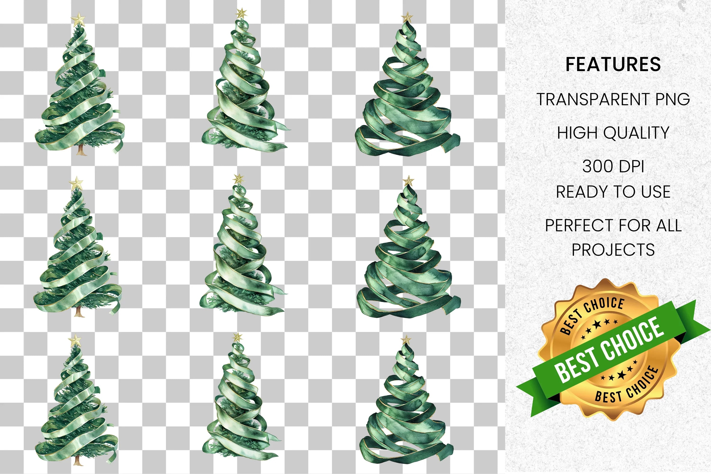 Holiday Evergreen Tree Clipart Bundle