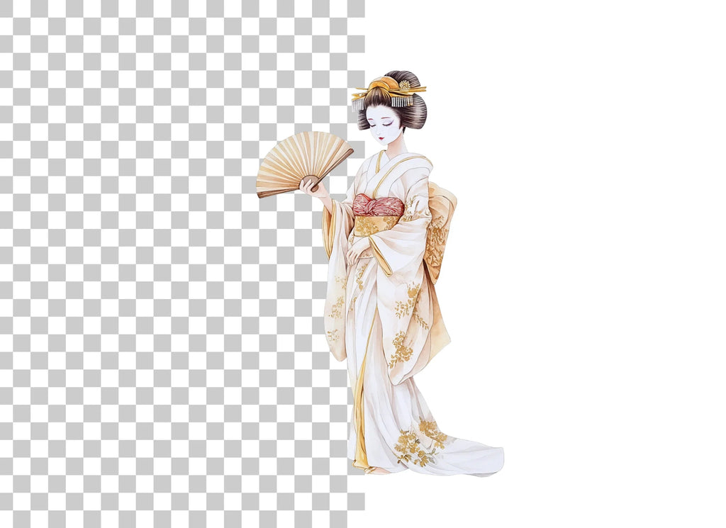 Elegant Japanese Geisha Clipart Bundle