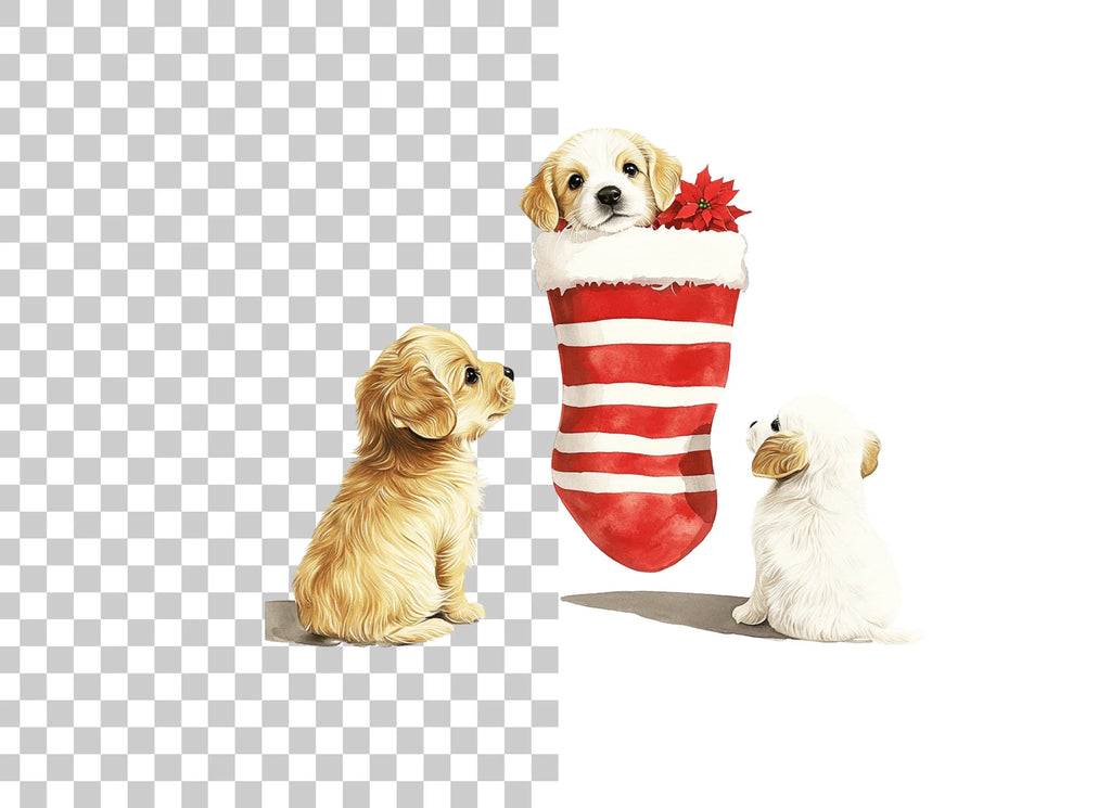 Golden Retriever Puppies Christmas Clipart Bundle