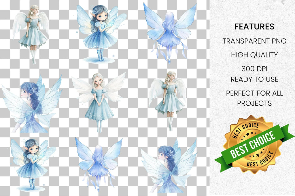 Blue Fairy Clipart Bundle