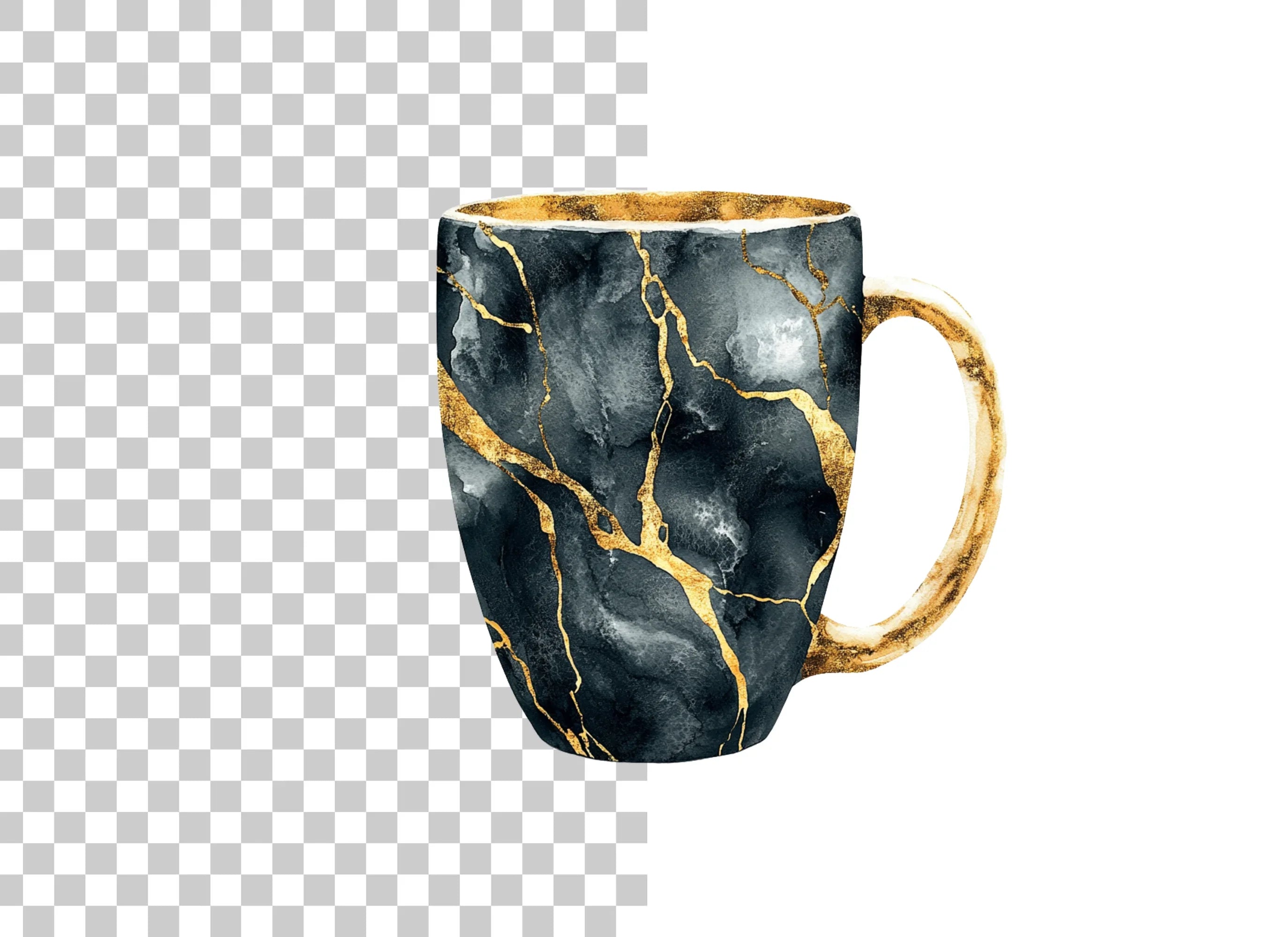 Kintsugi Black and Gold Clipart Bundle