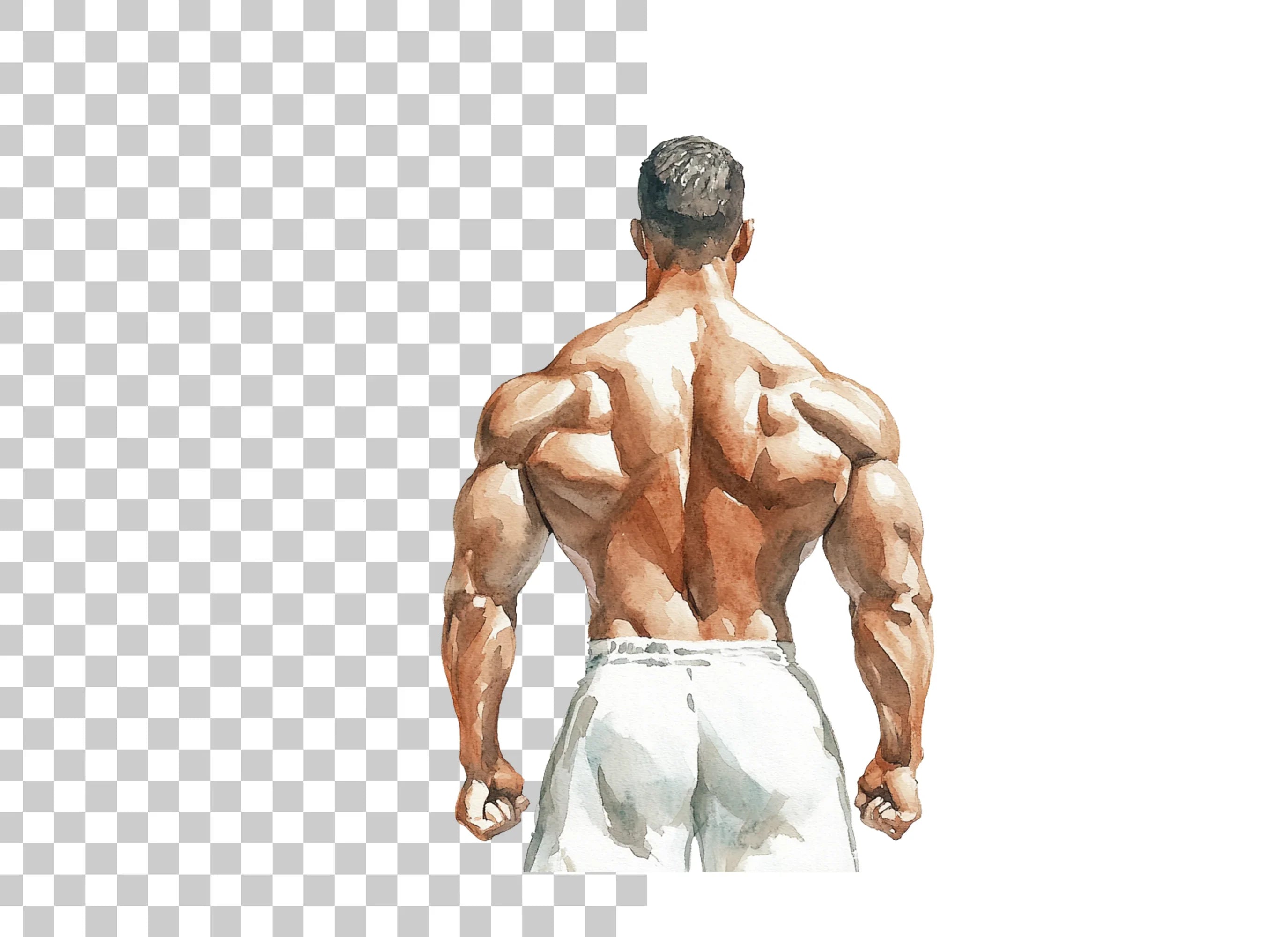 Muscular Man Back View Clipart Bundle