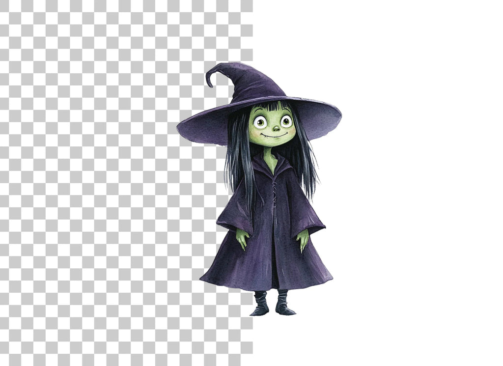 Green Skinned Witch Halloween Clipart Bundle