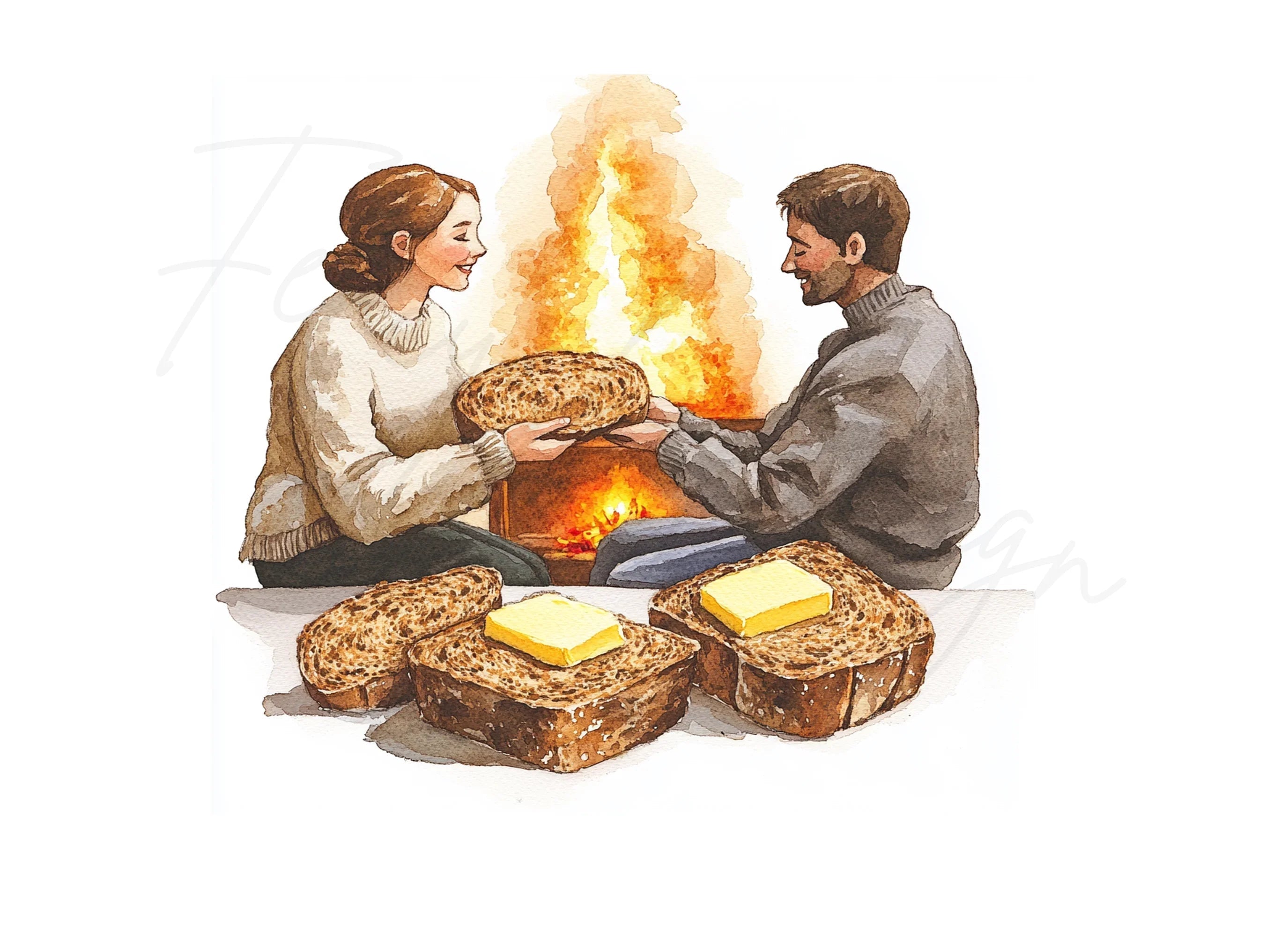 Cozy Fireplace Toast Clipart Bundle
